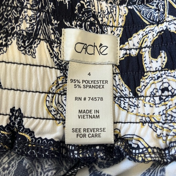 Cache Paisley Print Palazzo Wide Leg Pants Size 4 - Picture 4 of 5